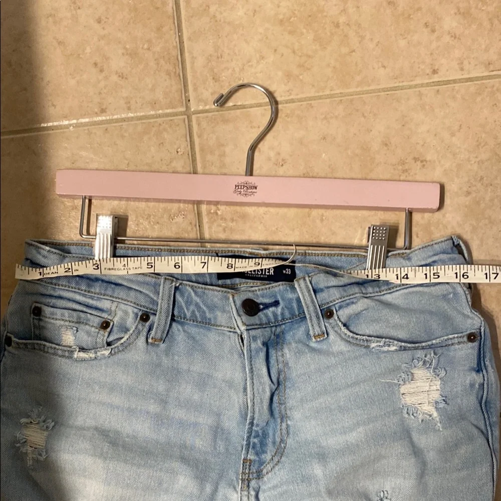 Hollister Distressed Light Blue Denim Shorts size 33 waist (see comments) - Picture 10 of 11